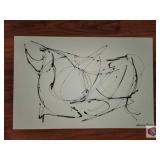 Jorge Flores Bulls. Size 35x23". Black acrylic on
