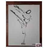 Jorge Flores Dancer. 27x37 black acrylic on white