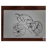 Jorge Flores Cyclist. Size 35x23". Black acrylic