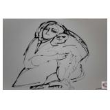 Jorge Flores Mother and Child. Size 35x23". Black