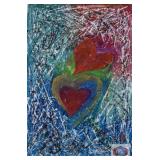 Tow hearts. Watercolor by IG. Unframed. 15"w