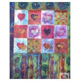 Heart to Heart.. Watercolor by IG. Framed. 20."w