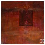 Heart lift. Acrylic by IG. Unframed. 16"w 15"h.