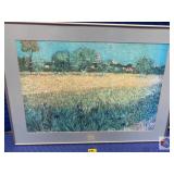 Two Impressionist classics framed. Van Gogh Field