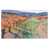 The field surrounded by mountains Framed print.