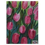 Tulips No. 2. Watercolor by IG. Unframed. 11"w