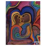Kiss. Watercolor by IG. Unframed. 15"w 19.5"h.