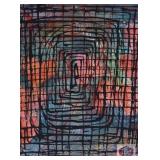 Maze. Acrylic by IG. Unframed. 11"w 15"h. Signed