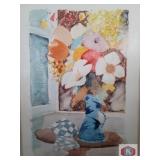 Charles Levier vase with flowers. 29w 37h inside
