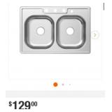 3 pcs new 33 in. Drop-In 50/50 Double Bowl 20