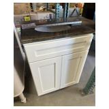 24 inch white vanity with granite top