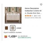 Collette 60 in. Double Sink Greige Bath Vanity