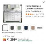 Windlowe 61 in. Double Sink White Bath Vanity