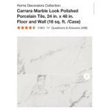 200 sq ft Carrara Marble Look Polished Porcelain