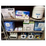 Assorted household items contents on the shelf