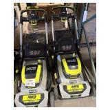 Lot of 2 cordless lawnmowers ( no batteries or