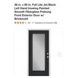 (1) Masonite 36 in. x 80 in. Full Lite Jet Black