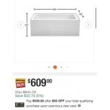 (1) Grayley 60 in. L x 32 in. W Acrylic Right