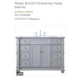 1 Pc Wesley 48 X 21.5 X 35 inch Grey Vanity Sink