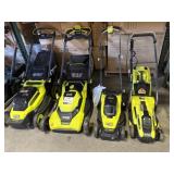 Lot of 4 lawnmowers (2) cordless and (2) electric