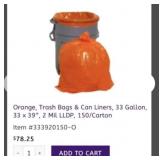9 Boxes cases of 150 pcs Orange, Trash Bags & Can