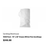2000 pcs 14" x 26" Empty White Poly Sandbags