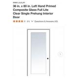 1 pc MMI DOOR 36 in. x 80 in. Left Hand Primed