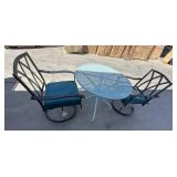 3 Pcs (1) Sky Blue Small Patio Table (2) Dining