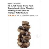 (1) 40 in. Tall Tiered Brown Rock Fountain with