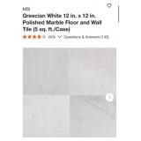 170 sq ft  MSI Greecian White 12 in. x 12 in.