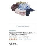 13 Boxes Reclaimed Knit Cloth Rags, 25 lb., 18 i