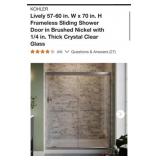 (1) KOHLER Lively 57-60 in. W x 70 in. H