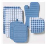 54 packs- 7pc Cotton Kitchen Textile Set Blue -