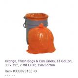 6 cartons of 150/Carton Orange, Trash Bags & Can