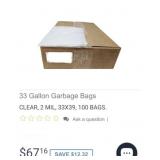 1000 pcs 33 Gallon Garbage Bags CLEAR, 2 MIL,