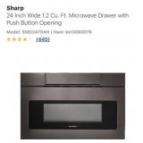 1) Sharp 24 in. 1.2 cu. ft. Built-In Microwave