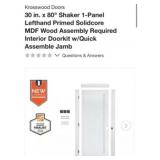 4 pcs new Krosswood Doors 30 in. x 80" Shaker