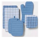 54 packs- 7pc Cotton Kitchen Textile Set Blue -