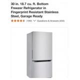 (1) 30 in. 18.7 cu. ft. Bottom Freezer