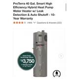 (1) ProTerra 40 Gal. Smart High Efficiency Hybrid