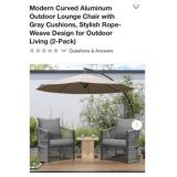 (1) set Modern Curved Aluminum Outdoor Lounge