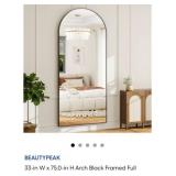 2 pcs 33-in W x 75.0-in H Arch Black Framed Full