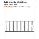 3 pcs Fe26 34 in. H x 8 ft. W Black Steel Rail