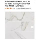 616 sq. Ft. Calacatta Gold/White 8 in. x 24 in.