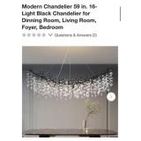 (1) Modern Chandelier 59 in. 16-Light Black