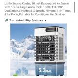 (2) Uthfy Swamp Cooler, 30 Inch Evaporative Air