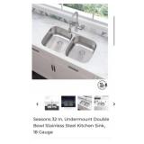 9 pcs Seasons 32 In. Undermount Double Bowl