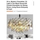 (1) 24 in. Modern Chandelier 10-Light 3-Tier