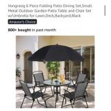 3 sets Vongrasig 6 Pieces Folding Patio Dining K