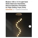 (1) Modern 138 in. H 14-Light Gold Globe
